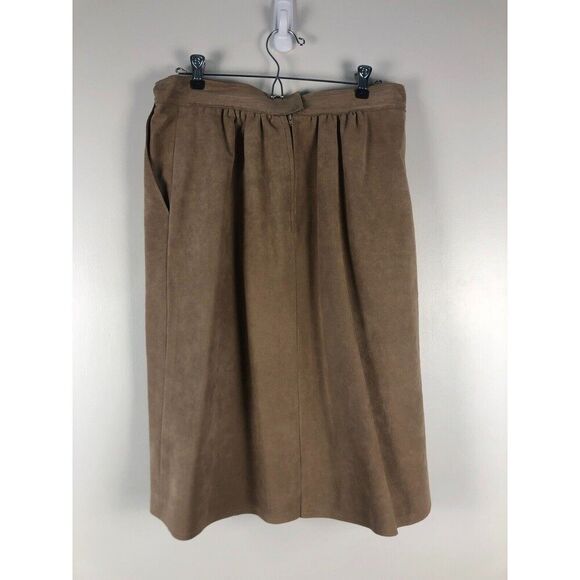 Vintage Homemade Skirt Suit Womens Sz M 2Pc Set Jacket & Skirt Camel Faux Suede* - Picture 7 of 15